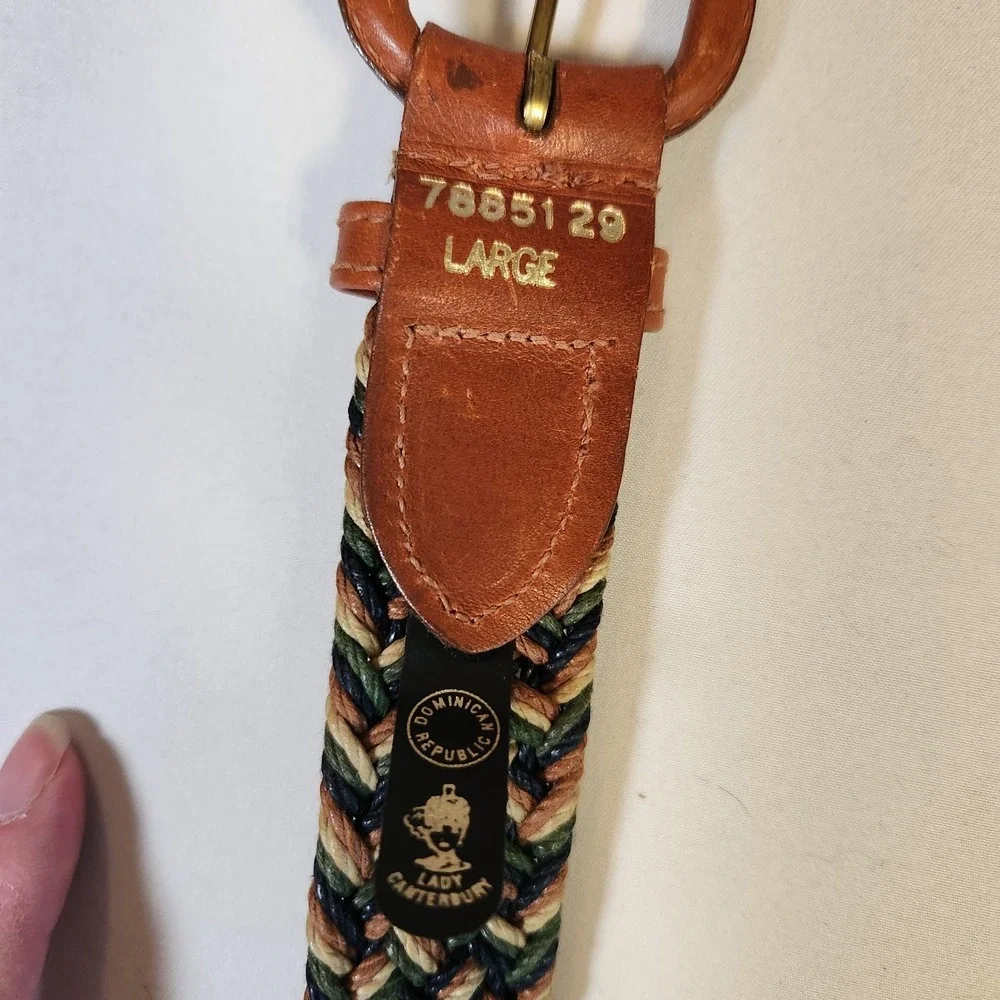 Lady Canterbury Vintage Braided Belt Womens Tan Leather Multicolor